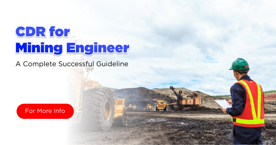 CDR for Mining Engineer: A Complete Successful Guideline' with illustrations of mining equipment and tools.