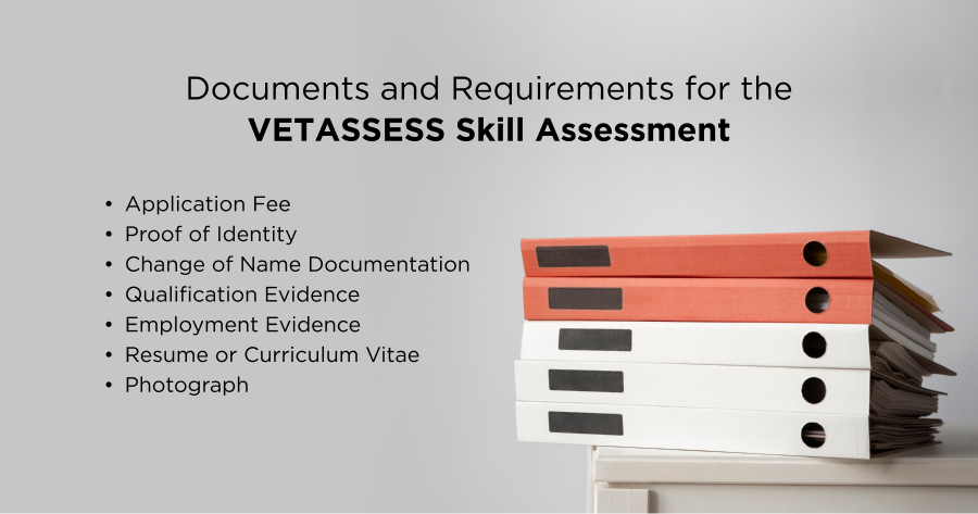 documents and requirements needed for the VETASSESS Skill Assessment