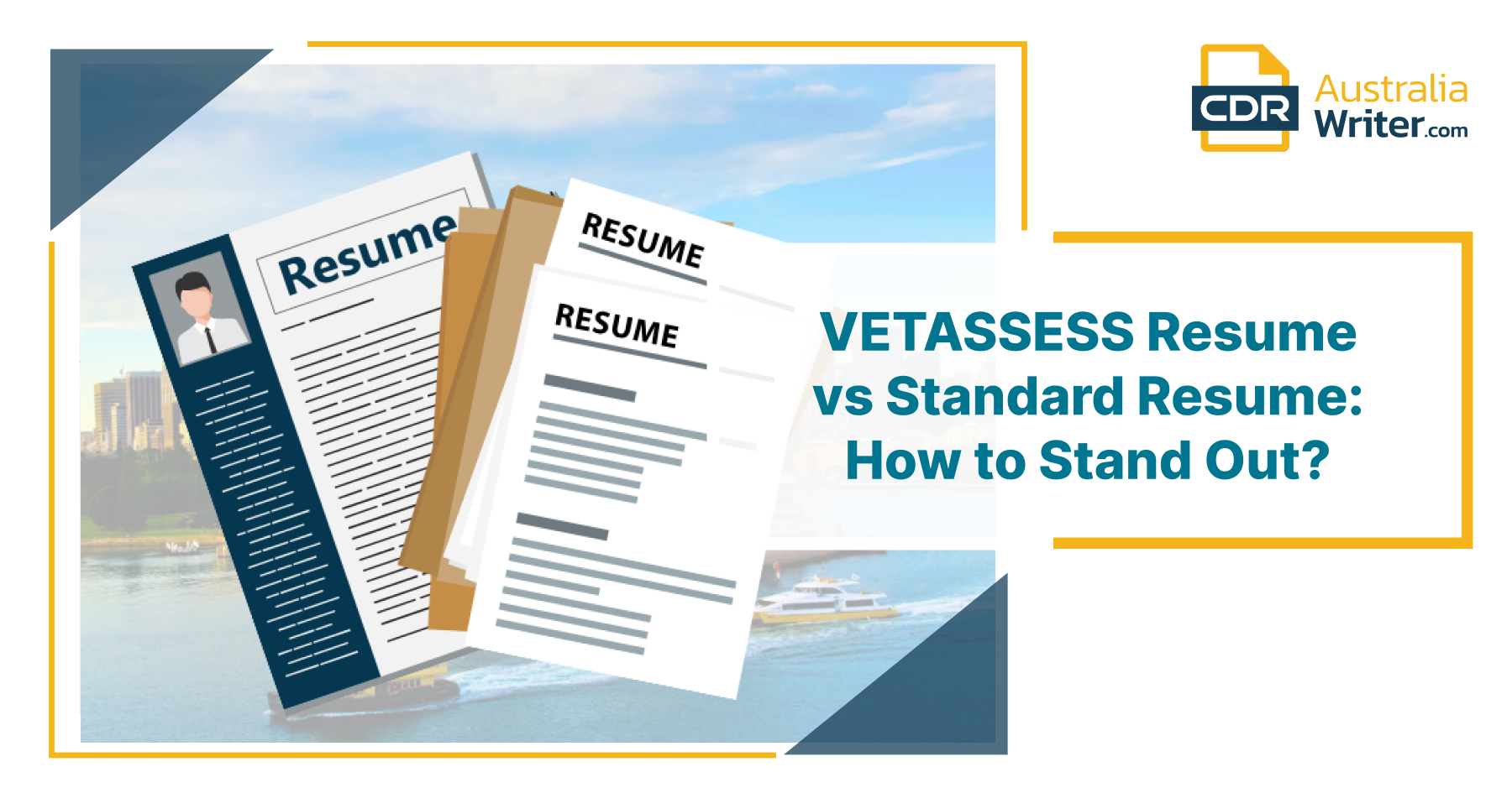 VETASSESS resume vs standard resume comparison graphic for Australian skills assessment