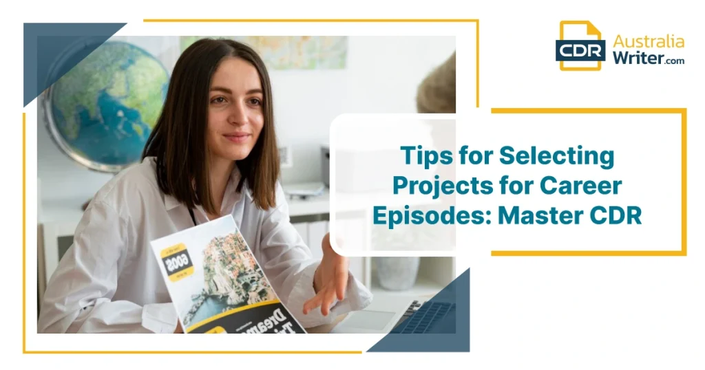 Professional engineer selecting projects for career episodes while reviewing CDR documentation with globe and laptop in modern workspace.