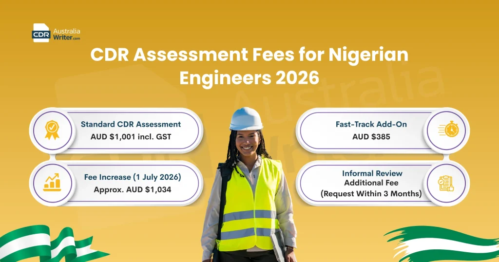 CDR assessment fees for Nigerian engineers 2026 including standard, fast-track, and post-July fee increase